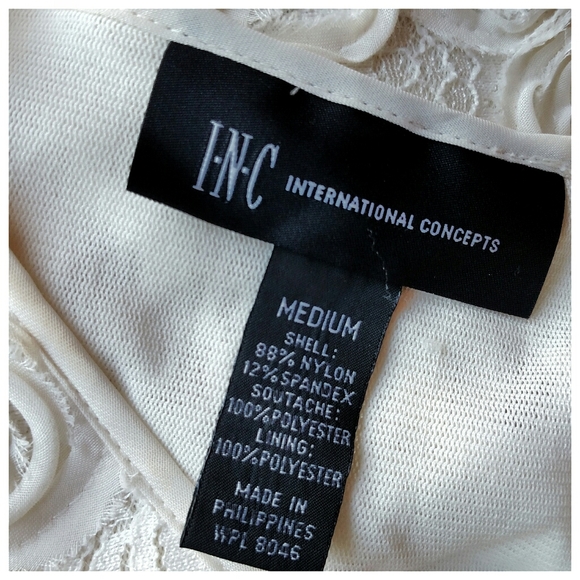 3/$20 I.N.C. Textured Lace Ivory Daisy Tank - Picture 5 of 5